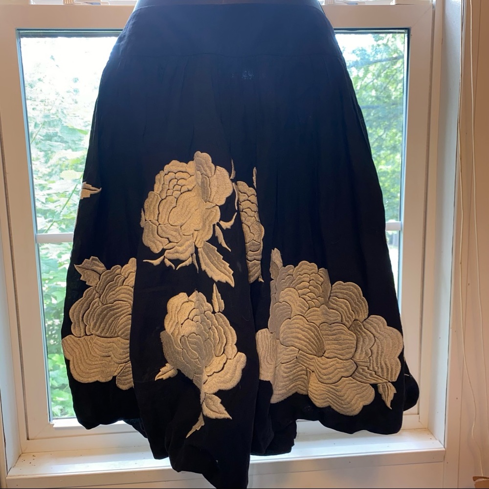 TIBI NEW YORK Embroidered Floral Skirt